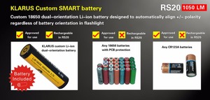 KLARUS RS20 <span class=keywords><strong>U2</strong></span> LED Rechargeable Senter 1050 lumens Berburu Hiking Berkemah Pencarian Penyelamatan Taktis Torch - Product Image 3