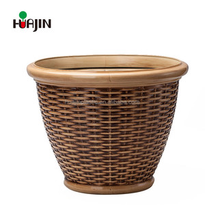 Extérieure Imiter Rotin <span class=keywords><strong>Fleur</strong></span> léger balcon en plastique ronde pot - Product Image 6