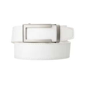 In Stock Cowhide Genuine White Golf Waist Leather Belt for Men