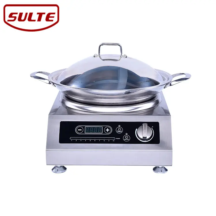 Cuisinière à Induction snacks 220v, poêle électrique commerciale, cuisinière à induction concave avec wok simple