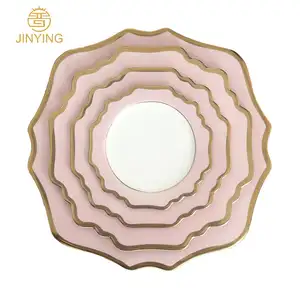 Wholesale sunflower pink charger plate rose gold wedding plates set for event rental