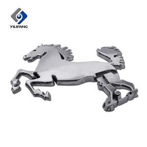 Logo adhésif d'emblème de <span class=keywords><strong>cheval</strong></span> de <span class=keywords><strong>voiture</strong></span> de chrome argent lisse en plastique ABS de galvanoplastie personnalisé pour la carrosserie de <span class=keywords><strong>voiture</strong></span> - Product Image 2