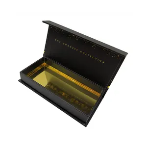 Оптовая продажа, Золотая фольга, магнитная черная коробка для упаковки накладных ресниц