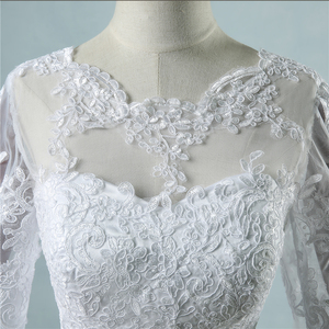 NE196 Corset <strong>Lace</strong> up White <strong>Wedding</strong> <strong>Dresses</strong> <strong>With</strong> <strong>Lace</strong> Big Train Long <strong>Sleeves</strong> for Brides Formal Plus Size 2 26W - Product Image 4