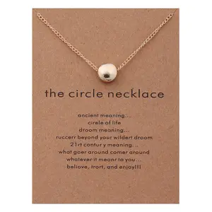 Trendy The Circle Necklace For Women Minimalist Pendant Gold Color Chain Choker Necklaces Valentine's Day Gift Card