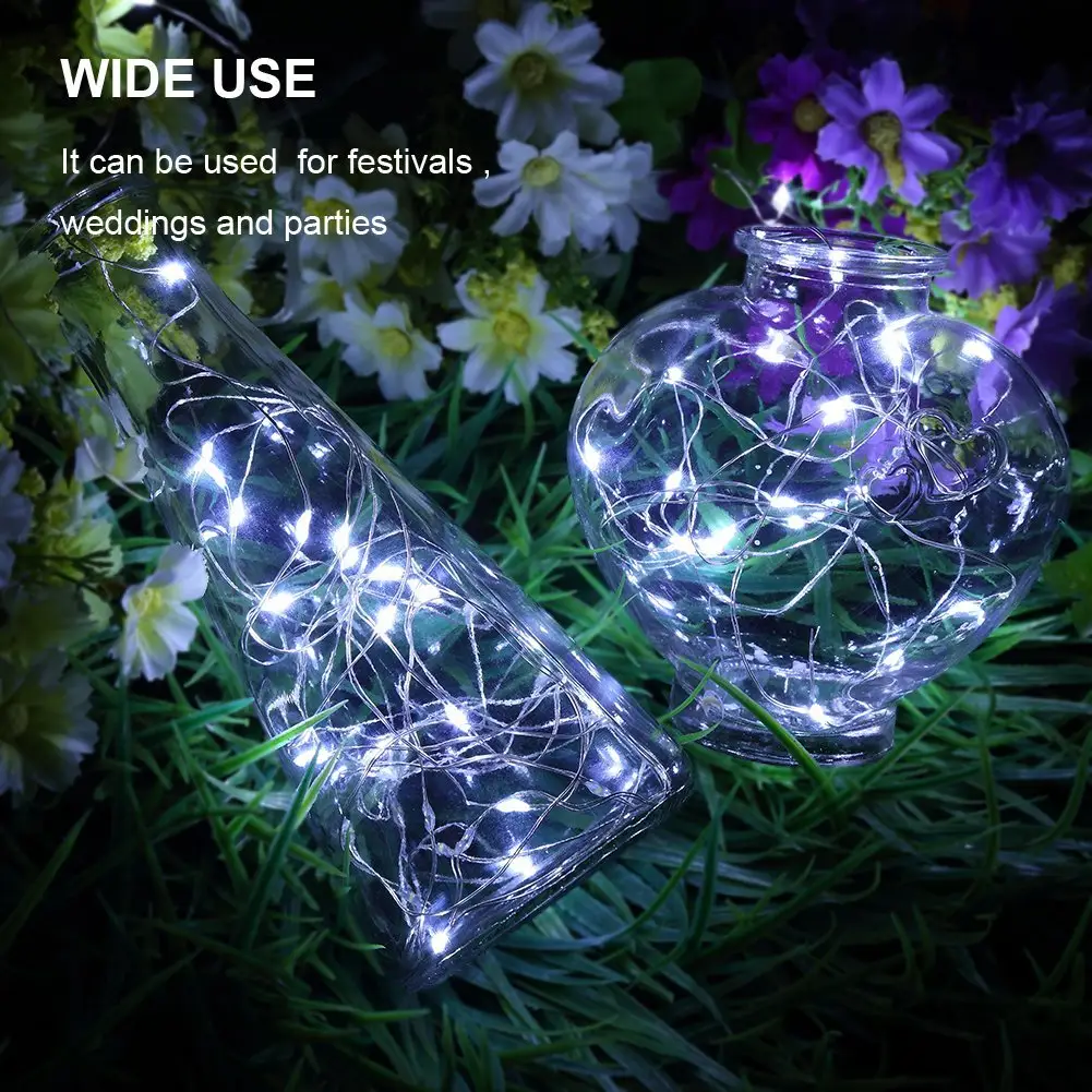 Mini guirlande lumineuse à lumière LED, fil en cuivre et argent, alimenté par batterie, 12v, pour jardin, vacances, décoration et décoration