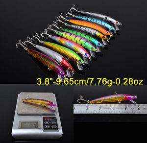 20 pz/set Minnow Fishing Lure Floating Wobblers esca artificiale 9.65cm/7.76g Hard Crankbaits ganci 9cm/8.3g Lure - Product Image 2