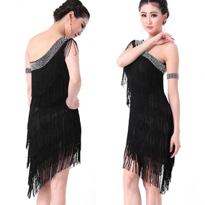Robe de danse latine, vêtement pour femme, boîte de nuit, fête de compétition, noir - Product Image 1