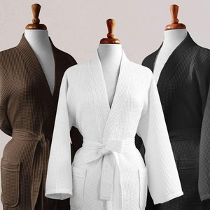 Siêu mềm bông Waffle áo choàng Spa Trọng lượng nhẹ ngắn của phụ nữ phòng chờ áo choàng - Product Image 1