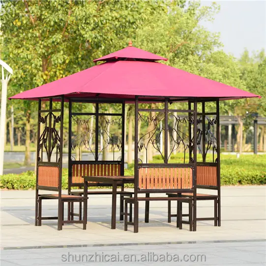 Iron Gazebo Garden Pavilion for Garden Outdoor with Waterproof Curtain