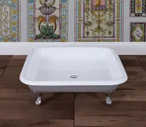 Традиционная двойная дешевая эмалированная фарфоровая портативная душевая кастрюля для ванной комнаты с занавеской для душа по оптовой цене
