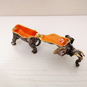Boîte à bijoux en métal éléphant en alliage d'étain plaqué or, peinte à <span class=keywords><strong>la</strong></span> <span class=keywords><strong>main</strong></span>, couleur grise, avec cristaux, pour cadeaux du Nouvel An - Product Image 5