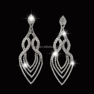 Pendientes colgantes de plata con diamantes de imitación <span class=keywords><strong>para</strong></span> mujer, aretes grandes, estilo moderno - Product Image 5