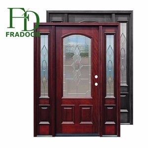 أبواب خارجية فاخرة كلاسيكية من الماسونيت الفرنسي مع لوحة زجاجية - Product Image 5