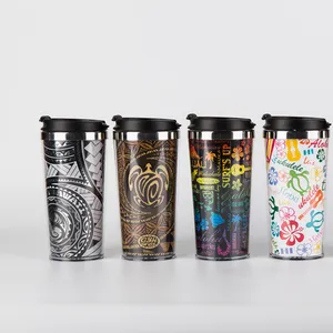 Caneca de café de aço inoxidável reutilizável, melhor qualidade, amostra grátis, logotipo personalizado, caneca térmica com tampa