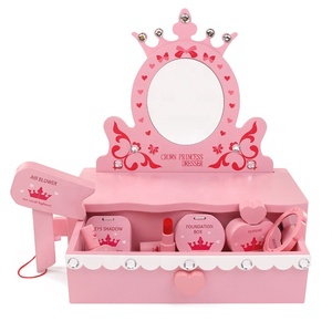 Jouets éducatifs créatifs en rose pour filles, ensemble de jeu de <span class=keywords><strong>maquillage</strong></span>, commode en bois, cadeau pour filles - Product Image 2