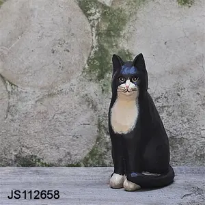 Zwarte Kat Ernstige Aardewerk Kat Standbeeld Decoratie