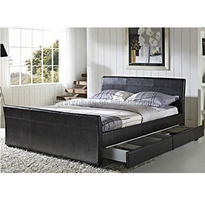 BEDROOM FURNITURE 4 DRAWERS LEATHER <strong>BED</strong> <strong>SLEIGH</strong> <strong>BED</strong> DOUBLE <strong>BED</strong>