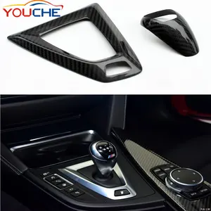 2 stuks carbon fiber center console pookknop plaat voor BMW F80 M3 M4 F82 sticker onderdelen