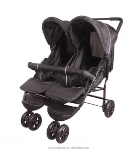 side by side two seats recline backrest big canopy and one step brake tender trolley convenience hot sell baby twin stroller