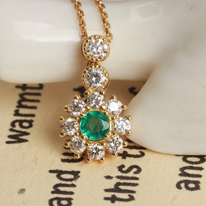 SGARIT Bijoux Usine En Gros À La Mode Diamant 0.15ct Pierre Naturelle Émeraude <span class=keywords><strong>Collier</strong></span> - Product Image 1