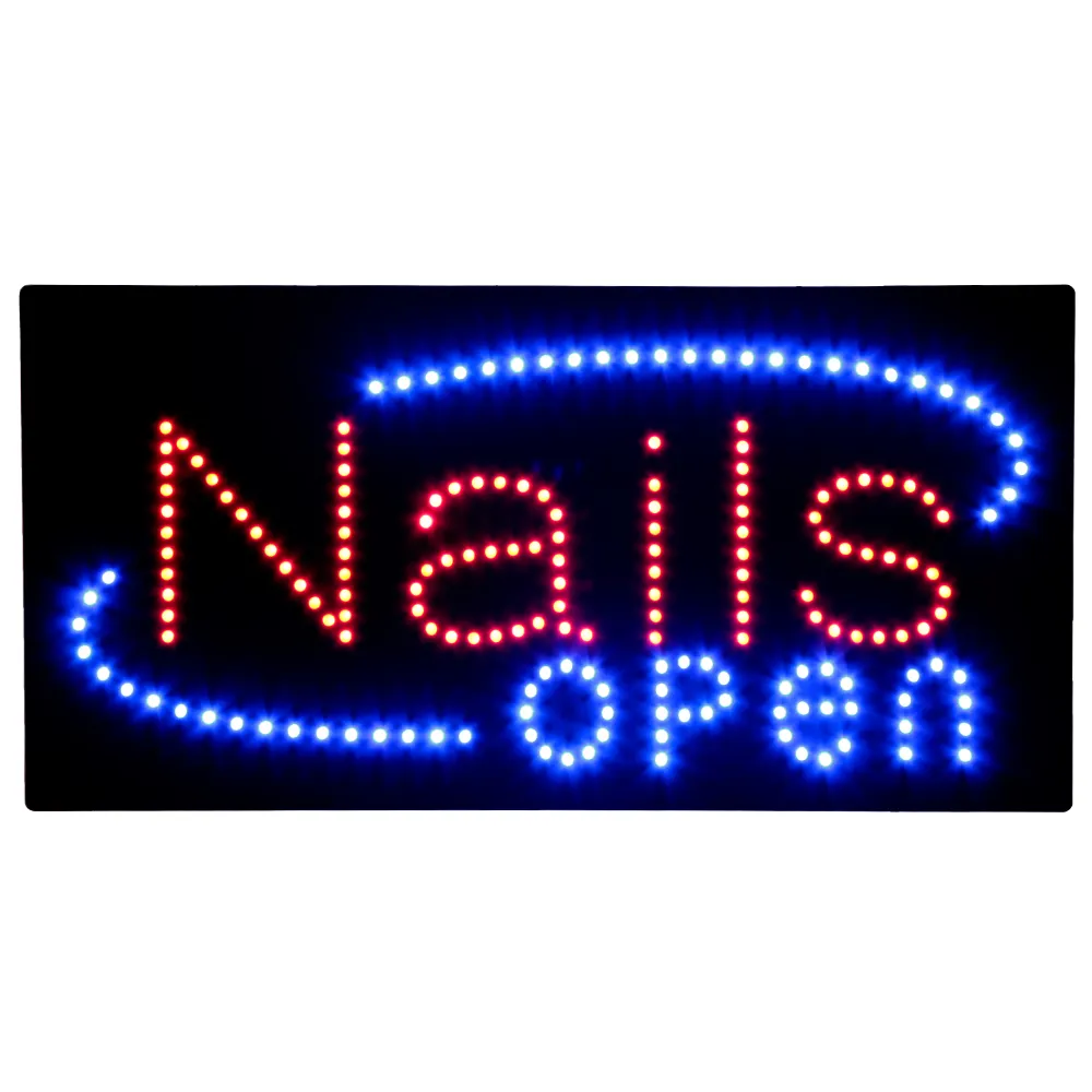 9*19 ''Nails Open LED Sign, tabellone pubblicitario accattivante Super luminoso per il salone delle unghie