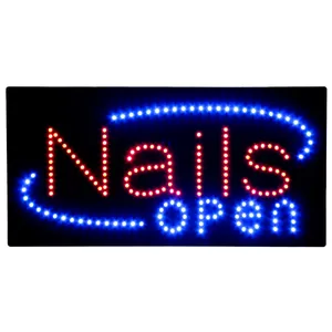 9*19 ''Nagels Open Led Teken, Super Helder Oog Springende Reclame Display Board Voor Nagels Salon