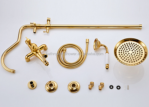 Set <span class=keywords><strong>Doccia</strong></span> Completo in Ottone Spazzolato Oro Non Rivestito, con Doccetta e Soffione a Pioggia - Product Image 6