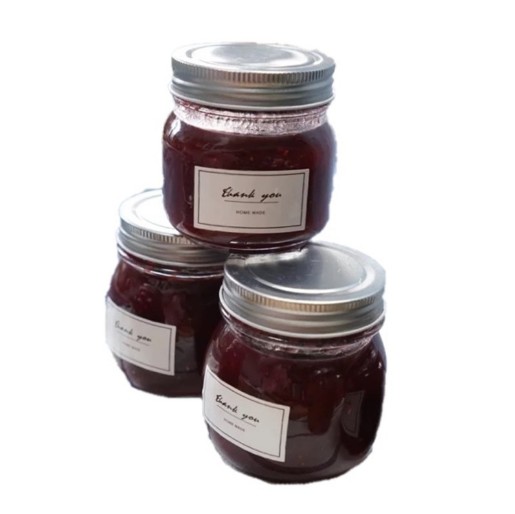 Round glass jar for honey jam with airtight lid