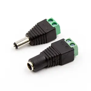 Conector hembra + macho de CC, adaptador de toma de corriente de 2,1x5,5 Mm, conectores de Cable macho y hembra