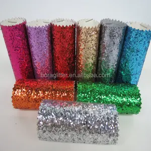 Glitter Fabric Luxury Silver Chunky Glitter Fabric For Shoes And Wallpaper