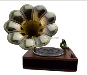 High end modern gramophone lp turntable record player dengan tanduk