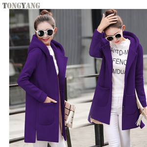 Giacca in <span class=keywords><strong>pile</strong></span> da <span class=keywords><strong>donna</strong></span> TONGYANG autunno inverno cappotti lunghi con cappuccio da <span class=keywords><strong>donna</strong></span> capispalla caldi e spessi Slim Fit giacche con cappuccio - Product Image 3