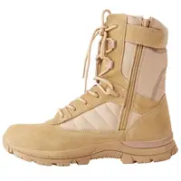 รองเท้าบูทหุ้มข้อหนังยุทธวิธีสำหรับผู้ชาย,รองเท้าทหารหุ้มข้อสีแทนพร้อมซิปด้านข้าง K208ตาข่าย