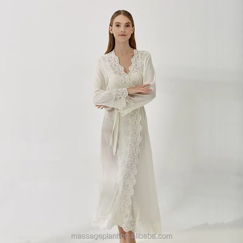 8047 Long elegant bride dressing gown for bride party