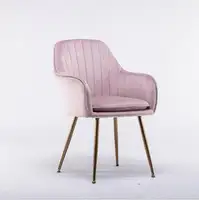 Скандинавский обеденный стул с золотыми металлическими ножками, бархатные стулья с ворсом, Розовый бархатный стул для столовой