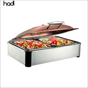 Equipo de catering árabe, tapa de vidrio rectangular, calefactor de plato eléctrico de inducción, plato para rozaduras de latón indio antiguo - Product Image 4