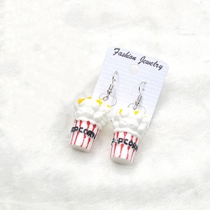 Nuovi Orecchini a Forma di Popcorn, Graziosi e alla Moda, Stile Giapponese e Coreano, Cartone Animato, Simulazione 3D, Pendenti in Resina - Product Image 1