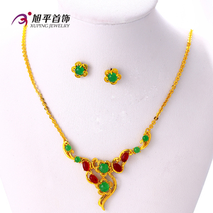 Xuping China 24K color oro esmeraldas colorados estilo innovativo set de joyas para mujeres - Product Image 3