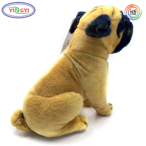 D954 venta al por mayor personalizado ODM OEM sentado perro grande animal de peluche CPSIA peluche Pug piel sintética vívida perro flexible juguetes de peluche Pug de peluche - Product Image 3