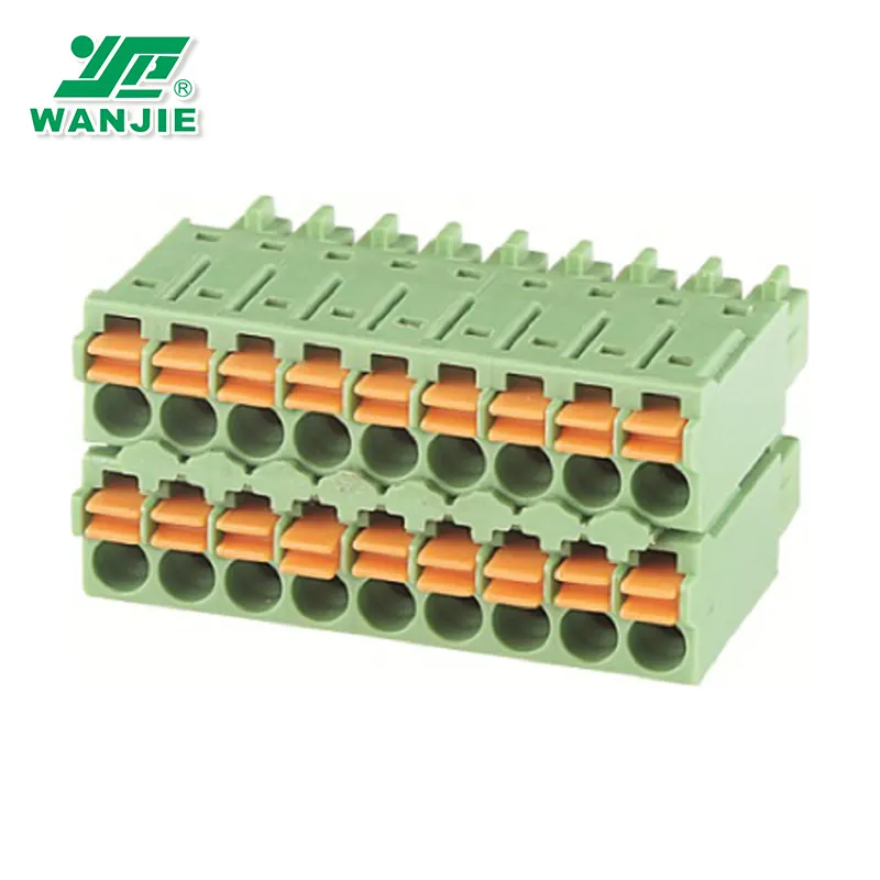 Wanjie 3.5mm पिच डबल लाइन screwless टर्मिनल ब्लॉक WJ15EDGKN-B--3.5