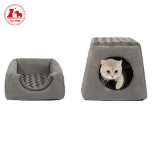 2 Colors Foldable 2 in 1 Soft Sofa Cat Bed Cave House Sleeping Bag for Hamster Squirrel Small Animal
