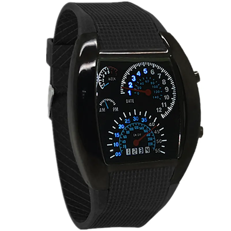 Max Speed Pu plastic band blue LED Fashion Men's Car Aviation Watches Fashion Car Speed relojs