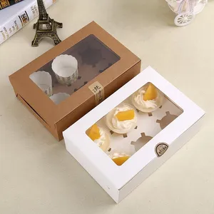 Giá Rẻ Tùy Chỉnh Tái Chế Kraft Giấy Bánh Hộp Cho Bánh, Bánh Cupcake Bao Bì Với Nhựa Rõ Ràng Cửa Sổ - Product Image 5