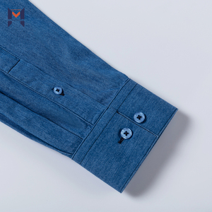 La mejor calidad de manga larga 100% algodón color sólido pantalones <span class=keywords><strong>vaqueros</strong></span> de mezclilla casual Camisa de los hombres - Product Image 4
