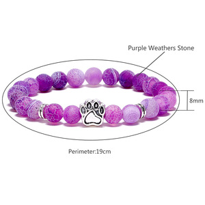 <span class=keywords><strong>Bracelet</strong></span> en pierre naturelle coloré à motif de patte de chien et de fossiles de vent, style mode - Product Image 6