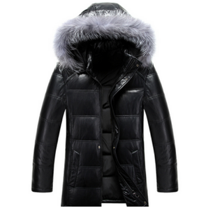 2020 giacca da uomo fresca giacca nera da uomo per inverni da uomo in pelliccia giacca invernale imbottita e giacca in piuma di pelle - Product Image 3