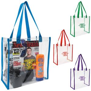 Custom logo Water Resistant Plastic Fashion Clear PVC Clear Tote Bag