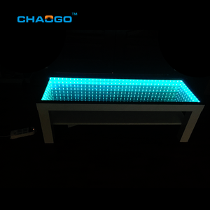 Tavolino da Caffè Rotondo su Misura con <span class=keywords><strong>Piano</strong></span> in <span class=keywords><strong>Vetro</strong></span> <span class=keywords><strong>Temperato</strong></span> 3D e Illuminazione LED a Effetto Specchio Infinito - Product Image 4