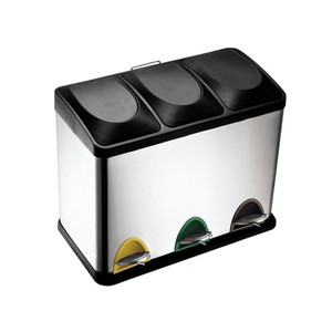 <span class=keywords><strong>Cubo</strong></span> de <span class=keywords><strong>Basura</strong></span> Cuadrado de Acero Inoxidable de 36L con <span class=keywords><strong>Doble</strong></span> Pedal para Reciclaje - Product Image 2